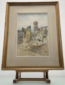 Onorato Carlando (Italian 1848-1939), Italian Village Scene, watercolour, inscribed 
