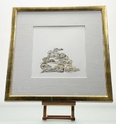 Thomas Wilson (Scottish 1954-),A Tower of Animal Skulls Sketch, pencil and crayon, signed pencil