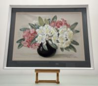 A.H Lwington, Rhododendron's, watercolour and pencil, signed pencil bottom right, paper label verso,