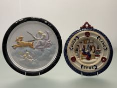 A Victorian Scottish Pottery circular moulded plaque reading 