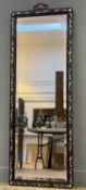 A 19thc Chinese chinoiserie framed hall mirror, with bevelled glass panel, with a wooden frame