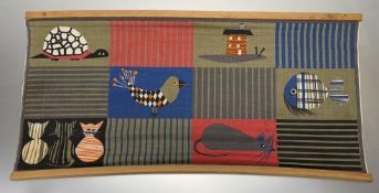 A Retro 1960's Scandinavian Almedahls textile designed by Louise Fougstedt patch work textile