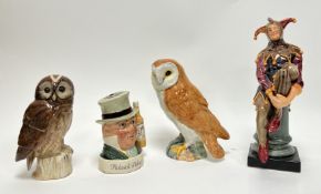 A collection of porcelain and ceramic figurine whisky decanters comprising, a Royal Doulton 'The