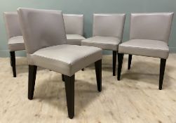 A set of five contemporary dining chairs by Orior, with curved backs over padded seats upholstered
