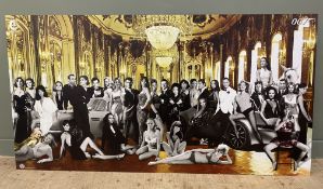 A large James Bond 007 collage of characters, celebrating 60 years of James Bond, mounted on