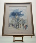 A pair of works by Ian Rolland (Scottish School), one titled - St Giles Catherdral, watercolour,