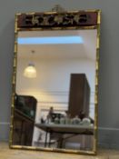 A 20th Chinese hall mirror, with gilt painted bamboo shoot frame with carved gilt/red painted floral