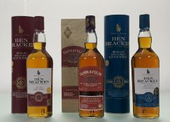 A bottled of Ben Bracken Speyside Single Malt Scotch Whisky, a bottle of Ben Bracken Highland Single