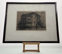 Andrew Fairbairn Affleck (Scottish 1869-1935), Ca D'Oro, Venice, etching on brown paper, signed