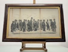 A Mid 19th Century – A Satire Political Caricature Print of Men Talking, attributed to John Doyle