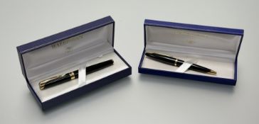 A Waterman L'Etalon fountain pen with 18k gold nib and Waterman Cotele ballpoint pen, both boxed (