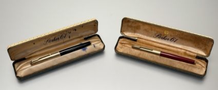 Two Parker 61 capillary fill fountain pens in original boxes
