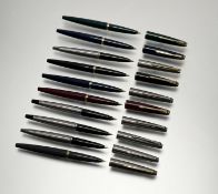 A collection of pre 1980 Parker 45 fountain pens wiht 14k gold nibs