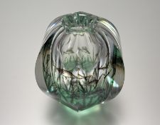 Edward Hald for Orrefors: a Graal Glass Paperweight Vase, decorated with multiple fish in an