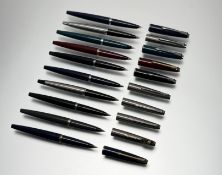 A collection of pre 1980 Parker 45 fountain pens with 14k gold nibs