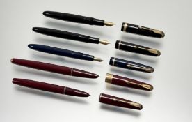 Five UK Parker Duofold fountain pens, to include; Lady, 17 Super, Junior, Slimfold, Standard (5)