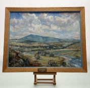 Les Grimes, Ben Rinnes & The River Spey, oil on canvas, signed and dated '58 bottom right, paper