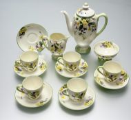A Royal Doulton April V2000 pattern part tea service comprising, a teapot (h-21cm), a milk jug, a