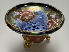 A 1950s Mailing floral art bowl of out swept form decorated in traditional lustre chrysanthemum
