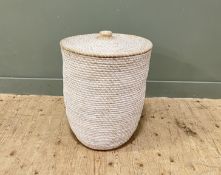 A White Company whitewashed handwoven seagrass laundry basket with cover (h. 60cm x d. 50cm)