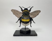 Ramsay Gillies, Folk Art - A sheet metal weathervane of a black and yellow bumble bee, raised on a