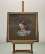A late 19thc School, A Young Girl Head and Shoulders Portrait, watercolour, signed R and dated 1880,