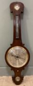 An Edwardian oak barometer, of traditional form with thermometer and barometer dials (a/f