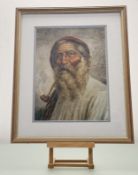 A 19thc School, Portait of a Man smoking a pipe, oil on canvas on card, inscribed Otto Eichinger