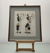 A series of five African Contemporary School Butterfly Wing Collage Studies, each work depicting