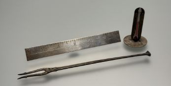 A modern sterling silver six-inch rule together with a Leonore B. Doscow American 1919-2008 sterling