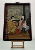 A Chinese School, Study of two seated woman one with scroll on lap the other with a basket of