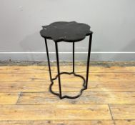 A cast iron quaterfoil occasional table with aluminium top (h. 46cm)