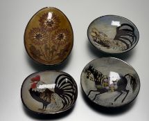 A collection of 20thc Chelsea Pottery comprising, three pieces designed by Joyce Morgan - two oval
