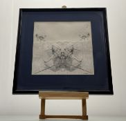 Nic Guise, Abstract Violin Sketch, pen, signed bottom right, in a glazed frame. (21cmx21cm)