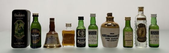 A collection of miniature bottles comprising, Glenfiddich Clan Montgomerie Scotch Whisky with