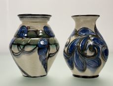 A Danish Danico Art Nouveau glazed on cream pottery vase (marked verso h-25.5cm) together with a