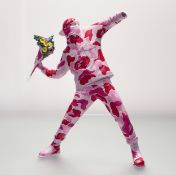 A Banksy Brandalism x BAPE Flower Bomber Figure in Pink by Medicom Toy. (loss of arm) (h-37cm) (