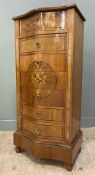 A contemporary Edwardian-style hardwood tallboy chest of drawers, serpentine fronted with cross-