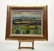 Sheila Arnot (Scottish Contemporary), Pattern of Fields at San Gimignano, oil, signed bottom left,