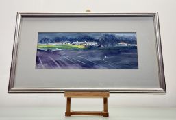 Roberta E. Merrilees (Scottish), Near Musselburgh (from the A1), watercolour, signed pencil bottom