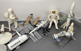A collection of mixed vintage space collectors items comprising; satellite models, astronaut models,