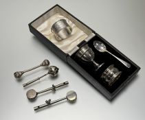 A Birmingham silver two piece christening set comprising a gilt lined egg cup on weighted base: h. x