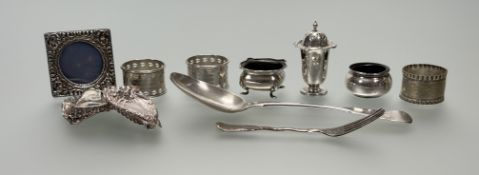 A collection of silver and epns to include, a Birmingham silver pepperette: h. x 7cm, a Birmingham