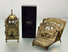 A 20thc Smith's Clocks & Watches Ltd brass cased miniature lantern clock, with a battery opperated