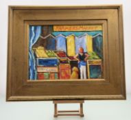 A 20thc Contemporary School, Farmers Market, oil on canvas, signed indistinctly, in a gilt frame. (