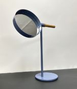 A Mathias Hahn 'Me' duck egg blue vanity mirror raised on a circular base (h. 55cm)