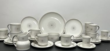 A Royal Doulton 'Morning Star' pattern tea set comprising a cake plate, six coffee cups, six