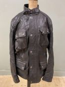 A Belstaff Turner leather jacket in antique black, size medium, made in Italy. Excellent