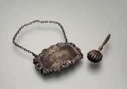 A modern Sheffield silver decanter label with engraved name JoAnne in the Georgian style: l. x 6cm