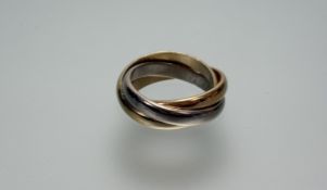 A 14k three coloured gold Russian style ring N/O 13.7g